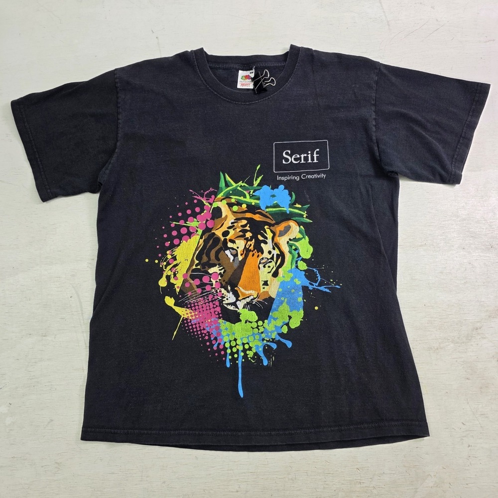 Vintage SERIF Inspiring Creativity Tiger Lion Splash Paint Art Graphic Design Lg
